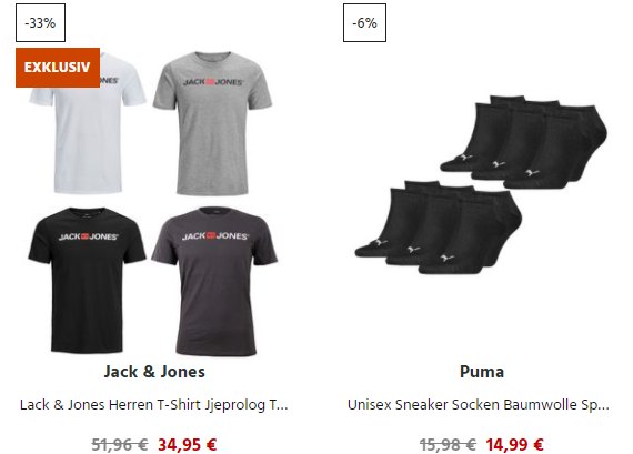 Jeans Direct: Vorteilspacks mit T-Shirts und Socken ab 9,48 Euro