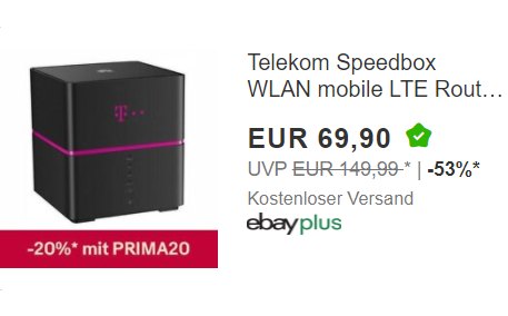 Ebay: Telekom Speedbox LTE-Router als B-Ware für 55,92 Euro