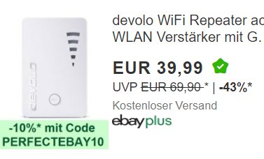 Ebay: WLAN-Repeater von Devolo als B-Ware für 35,99 Euro frei Haus