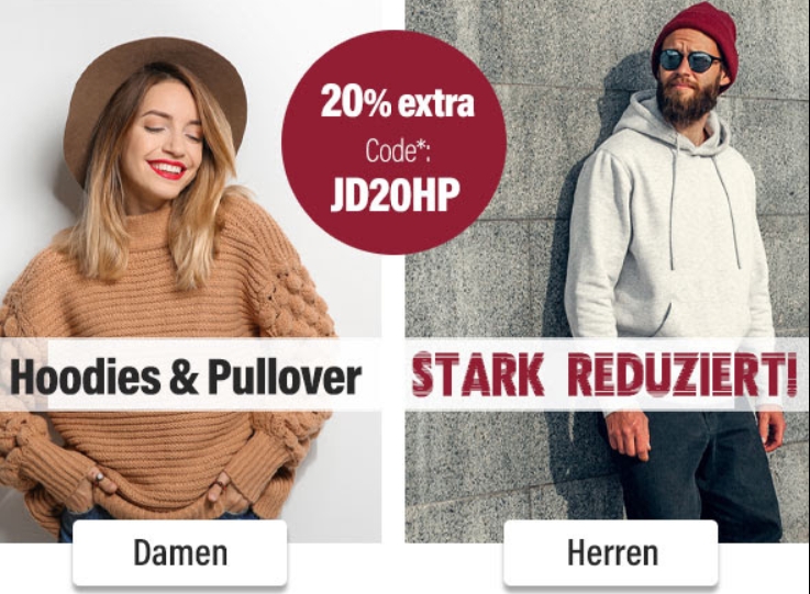 Jeans Direct: Hoodies und Pullover ab 13,99 Euro dank Gutschein