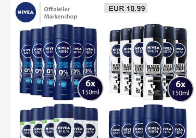 Nivea: Sechserpack Deo / Antitranspirant für 10,99 Euro frei Haus