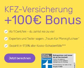 Gratis: Gutscheine über 100 Euro zur monatlich kündbaren KfZ-Versicherung