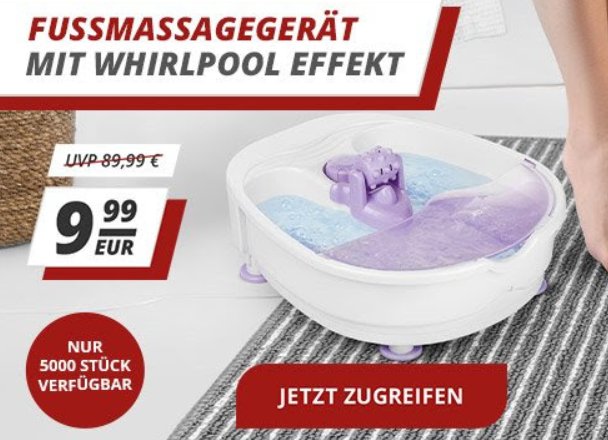 Druckerzubehoer.de: Fußmassagegerät mit Whirlpool Effekt für 9,99 Euro