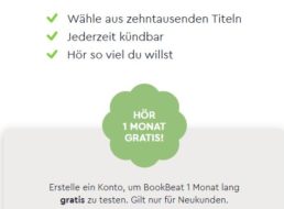 Gratis: Hörbuch-Flatrate „BookBeat“ für einen Monat zum Nulltarif