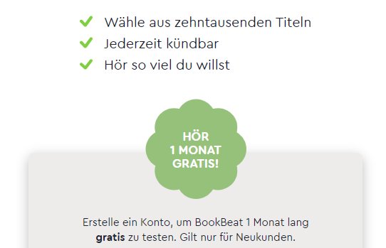 Gratis: Hörbuch-Flatrate "BookBeat" für einen Monat zum Nulltarif