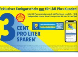 Lidl Plus: Drei Cent Tank-Rabatt bei Shell pro Liter