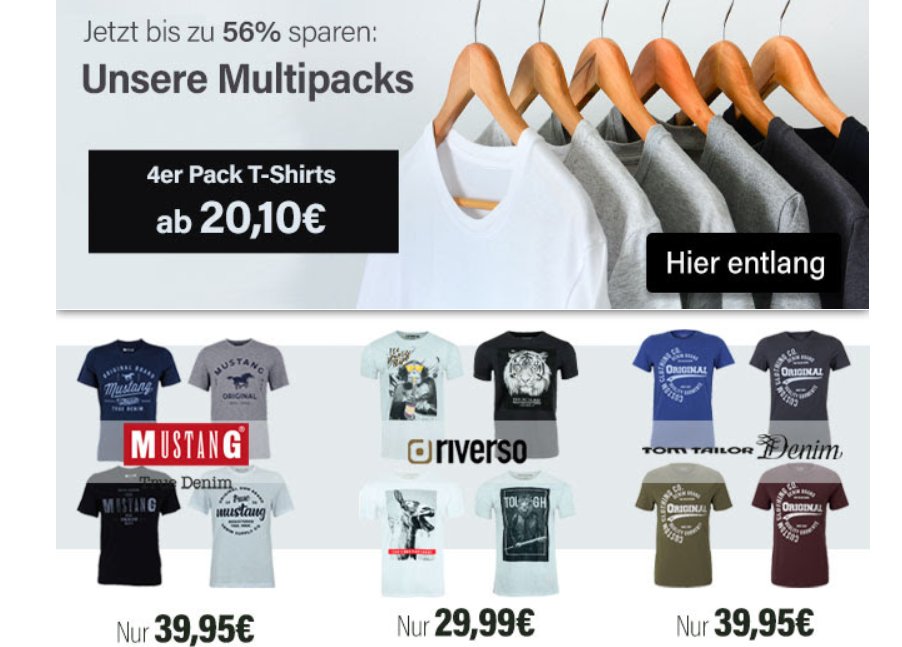 Jeans Direct: Viererpack Markenshirts ab 20,10 Euro