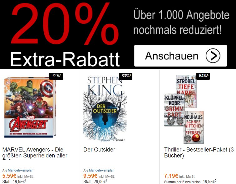 Terrashop: 20 Prozent Rabatt auf bereits reduzierte Bücher und mehr