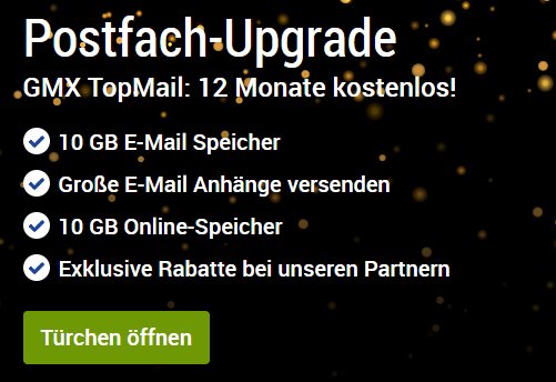 Gratis: GMX TopMail im Wert von 60 Euro für 1 Jahr geschenkt