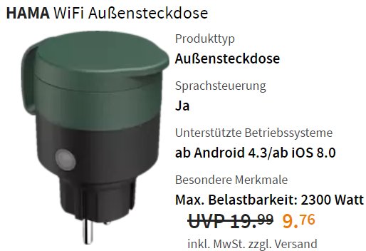 Saturn: Smarte Outdoor-Steckdose von Hama für 9,76 Euro