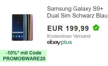 Ebay: "Samsung Galaxy S9+ Dual" als B-Ware für 179,99 Euro