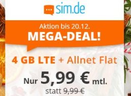 Sim.de: Allnet-Flat mit vier GByte LTE-Daten für 5,99 Euro