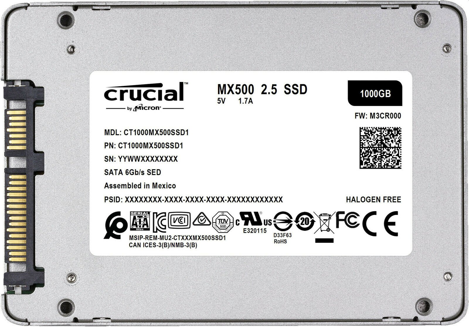 Ebay: Crucial MX500 SDD mit 1000 GByte für 88 Euro frei Haus