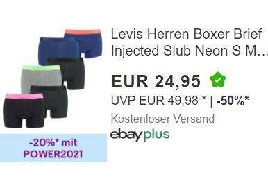 Levi's: Viererpack Boxershorts dank Gutschein für 19,96 Euro frei Haus