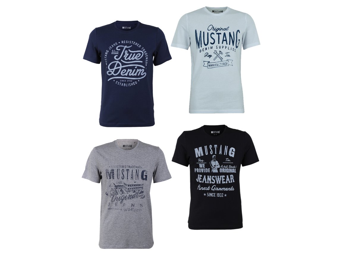 Mustang: Viererpack Shirts für 26,99 Euro mit Gutschein