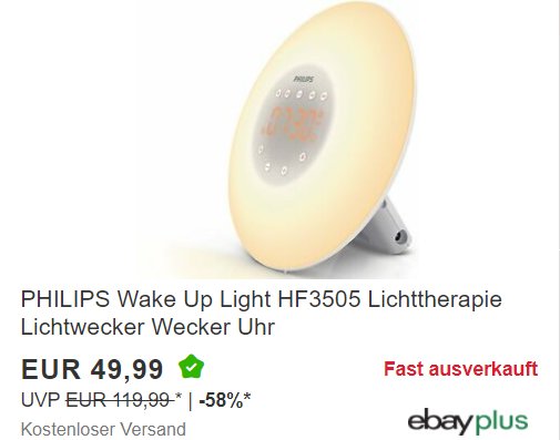 Ebay: Philips Wake Up Light als B-Ware ab 44,99 Euro