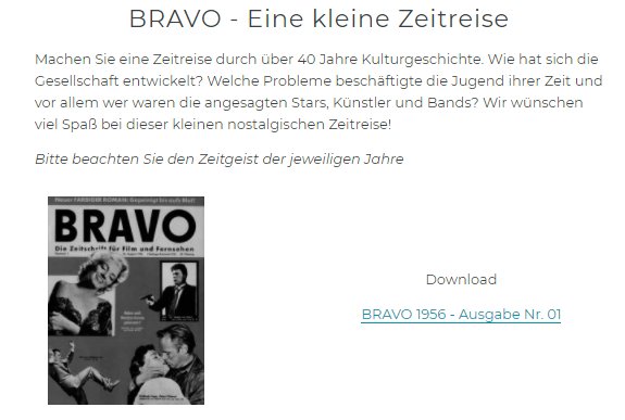 Gratis: Erstausgaben der "Bravo" aus 1956 bis 1994 als PDF