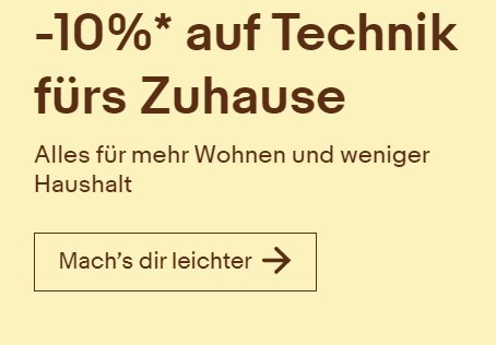 Ebay: Haushaltsgeräte mit 10 Prozent Gutschein-Rabatt