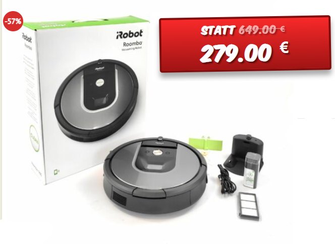 Dealclub: iRobot Roomba 960 in geöffneter Verpackung für 279 Euro frei Haus