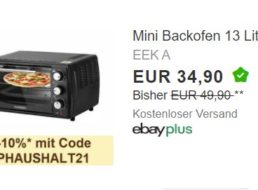 Ebay: Mini-Backofen mit Gutschein für 31,41 Euro frei Haus