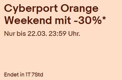 Cyberport: "Orange Weekend" mit Technik-Artikeln ab 14,89 Euro