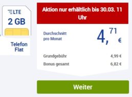 GMX: Allnet-Flat, SMS-Flat, LTE-Flat mit zwei GByte für 4,99 Euro