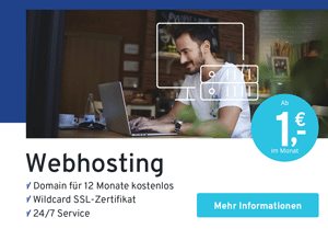 1&1: Webhosting mit 3 Domains und 250 GByte Speicher für 1 Euro / Monat