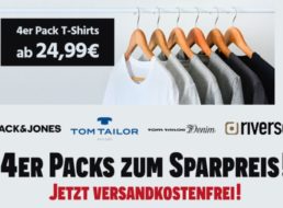 Jeans Direct: Viererpack Shirts ab 24,99 Euro frei Haus