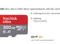 Saturn: Micro-SDXC mit 200 GByte für 20 Euro frei Haus