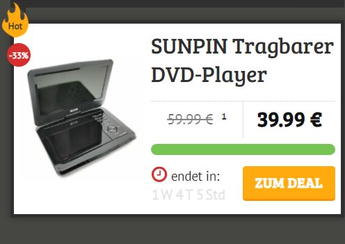 Dealclub: Tragbarer DVD-Player für 39,99 Euro frei Haus