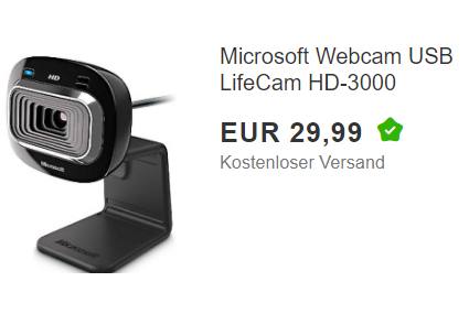 Ebay: Microsoft-Webcam LifeCam HD-3000 für 29,99 Euro frei Haus