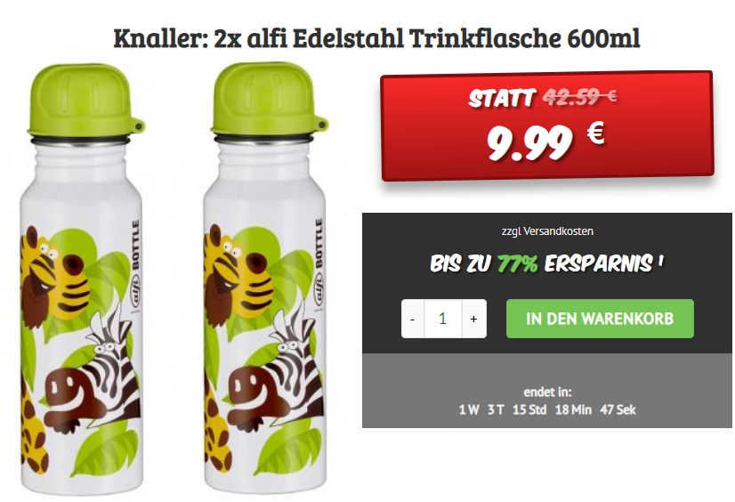 Dealclub: Doppelpack Alfi-Trinkflasche für 9,99 Euro frei Haus