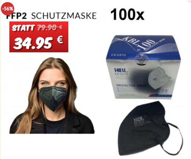 Dealclub: 100 FFP2-Masken für 34,95 Euro frei Haus