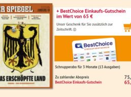 Der Spiegel: 13 Ausgaben für 75,40 Euro mit Gutschein über 65 Euro