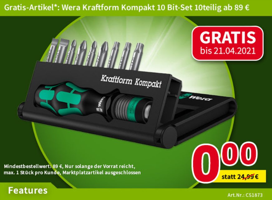 Gratis: Kraftform-Bitset bei Völkner ab 89 Euro Warenwert geschenkt