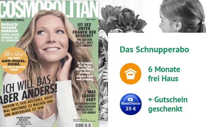 Cosmopolitan: Halbjahresabo für 22,80 Euro mit Gutschein über 25 Euro