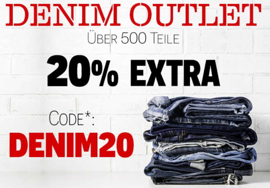 Jeans Direct: Denim Outlet mit 20 Prozent Extra-Rabatt