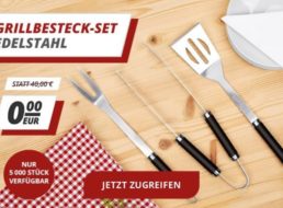 Druckerzubehoer: Grillbesteck-Set im Metallkoffer zur Bestellung geschenkt