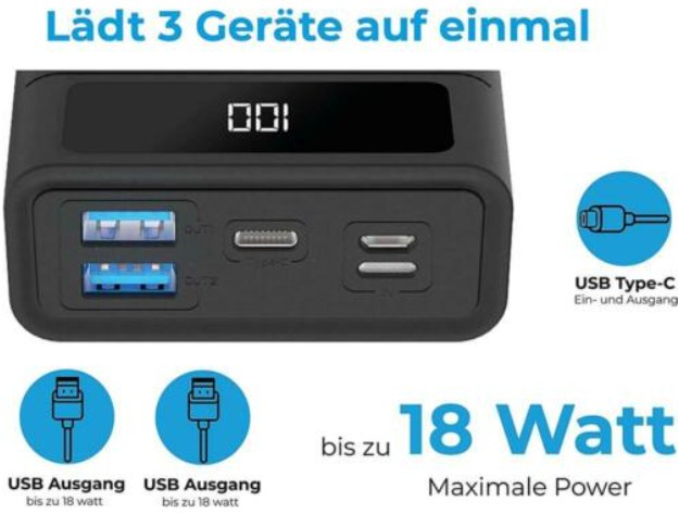 Ebay: Powerbank mit 20.000 mAh für 22 Euro frei Haus