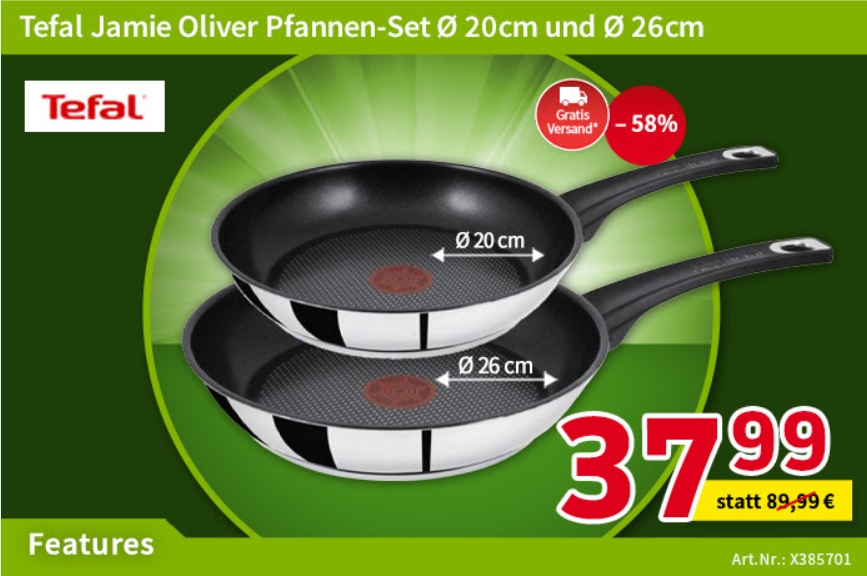 Völkner: Tefal-Pfannenset für 37,99 Euro frei Haus