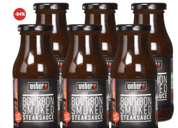 Dealclub: Sechserset "Weber Bourbon Smoked Steaksauce" für 7,77 Euro frei Haus