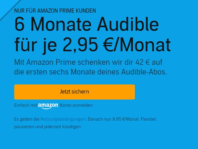 Prime Day: 6 Monate Audible für je 2,95 Euro