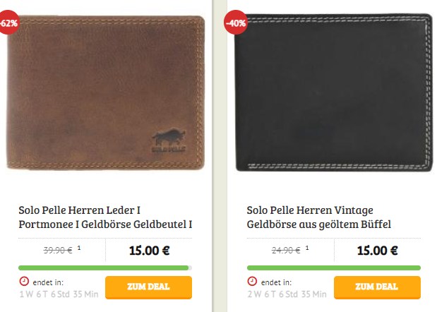 Solo Pelle: Geldbeutel beim Dealclub ab 15 Euro frei Haus