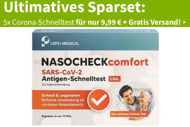 Voelkner: Corona-Schnelltest im Fünferpack für 9,99 Euro frei Haus