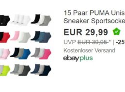 Puma: 15 Paar Socken für 29,99 Euro via Ebay