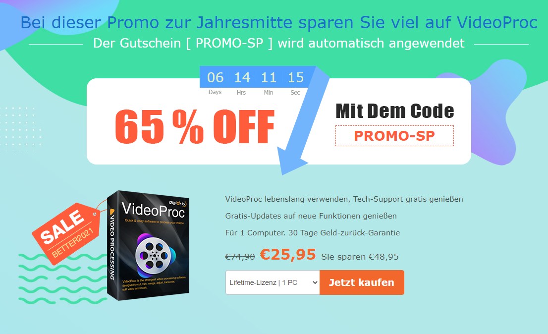 Videoproc: 65 Prozent Rabatt auf die Lifetime-Version