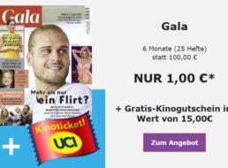 Gratis: Kinogutschein zum Gala-Abo für einen Euro