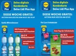 Gratis: Schokolade und Wasser via „Lidl Plus“ zum Nulltarif