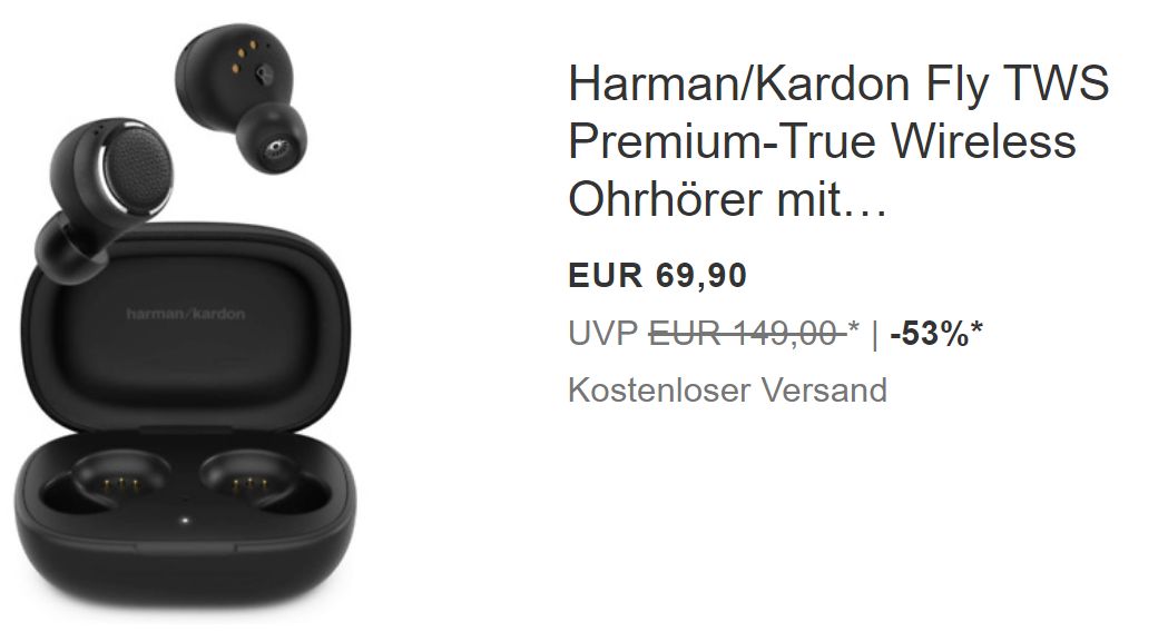 Ebay: In-Ear-Kopfhörer "Harman/Kardon Fly TWS" für 69,90 Euro