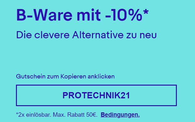 Ebay: 10 Prozent Rabatt auf reduzierte B-Ware-Technik